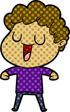 Bir insan tarafından çizilmiş gülen karikatür adam.