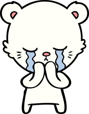 Bir insan tarafından çizilmiş üzgün küçük kutup ayısı çizgi filmi.