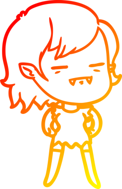 Bir insan tarafından çizilmiş ölümsüz vampir bir kızın sıcak çizgi çizimi