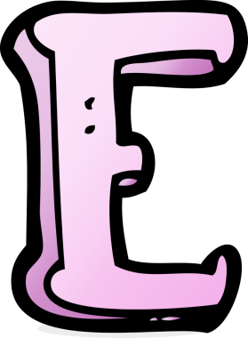 bir insan tarafından çizilmiş E harfi.