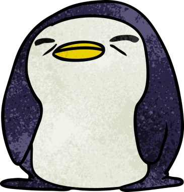 Bir insan tarafından çizilmiş sevimli bir penguenin desenli çizimi kawaii.