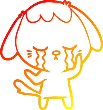 Bir insan tarafından çizilmiş şirin, ağlayan bir köpek yavrusu çizimi