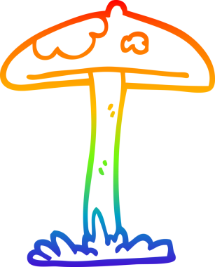 gökkuşağı gradyan çizgi çizimi bir insan tarafından çizilmiş mantar karikatürü