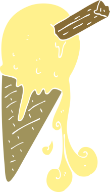 Bir insan tarafından çizilmiş dondurma külahının düz renk çizimi