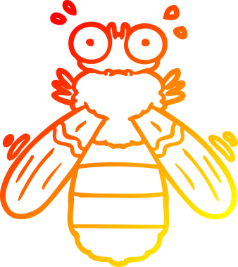 Bir insan tarafından çizilmiş karikatür arısının sıcak çizgi çizimi