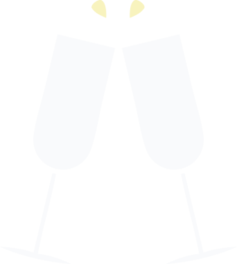 Bir insan tarafından çizilmiş şampanya kadehlerinin düz renkli retro karikatürü