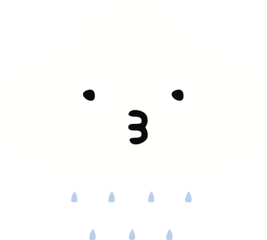 Bir insan tarafından çizilmiş bir yağmur bulutunun düz renkli retro karikatürü