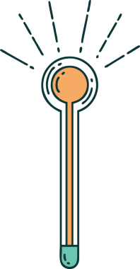 Bir insan tarafından çizilmiş geleneksel bir dövme tarzı cam termometrenin çizimi