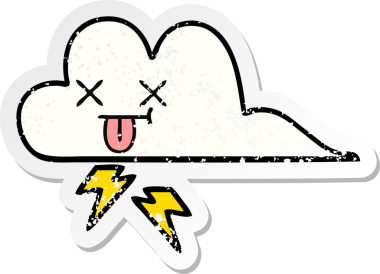 Bir insan tarafından çizilmiş tatlı bir gökgürültüsü bulutunun sıkıntılı çıkartması.