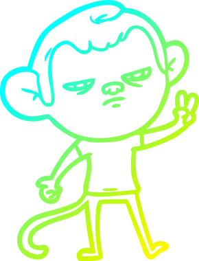 Bir insan tarafından çizilmiş, sinir bozucu bir maymunun soğuk çizgi çizimi.