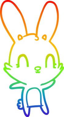 Gökkuşağı gradyan çizgisi. Bir insan tarafından çizilmiş şirin bir tavşan çizimi.