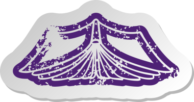 Bir insan tarafından çizilmiş açık bir kitabın sıkıntılı eski çizgi film çıkartması.