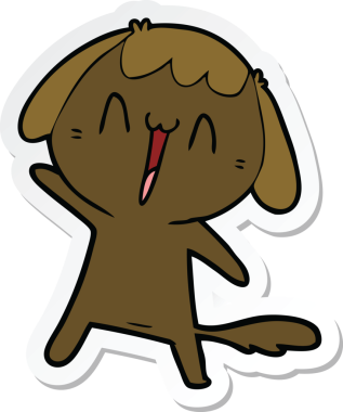 Bir insan tarafından çizilmiş şirin bir köpeğin çıkartması.