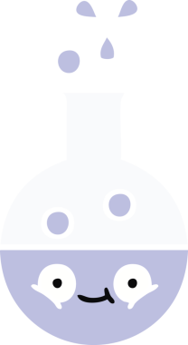 Bir insan tarafından çizilmiş bir test tüpünün düz renk retro karikatürü