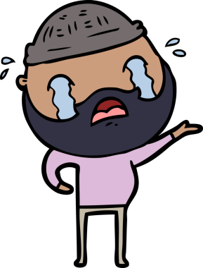 Çizgi film sakallı adam bir insan tarafından çizilmiş ağlıyor.