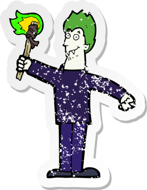 Bir insan tarafından çizilmiş ürkütücü bir vampirin gerilmiş çıkartması.