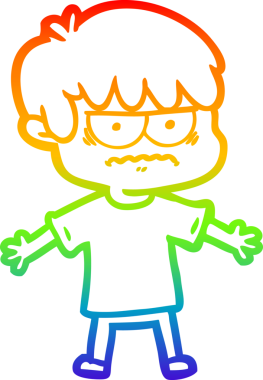 Gökkuşağı gradyan çizgi çizimi Bir insan tarafından çizilmiş bir çizgi film çocuğu