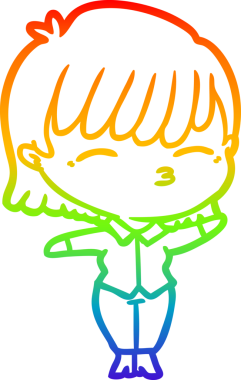 gökkuşağı gradyan çizimi bir insan tarafından çizilmiş bir karikatür kadın