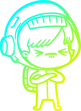 Bir insan tarafından çizilmiş soğuk gradyan çizgili astronot kadın çizimi.