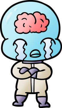 Bir insan tarafından çizilmiş koca beyinli bir uzaylı ağlaması.