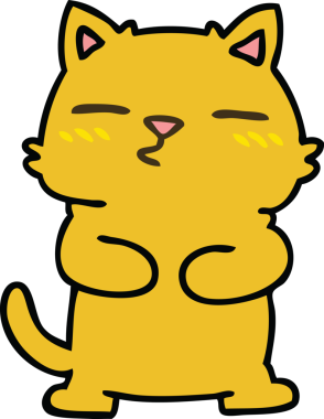 Bir insan tarafından çizilmiş garip çizgi film kedisi.