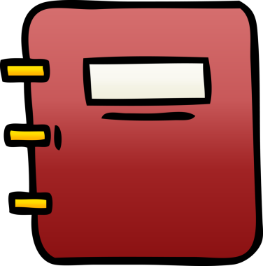 Bir insan tarafından çizilmiş bir not defterinin gölgeli çizgi filmi.