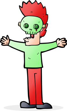 Bir insan tarafından çizilmiş ürkütücü maskeli bir çizgi film adamı.