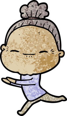 Bir insan tarafından çizilmiş barışçıl yaşlı bir kadın.