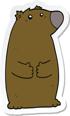 Bir insan tarafından çizilmiş çizgi film ayısının çıkartması.