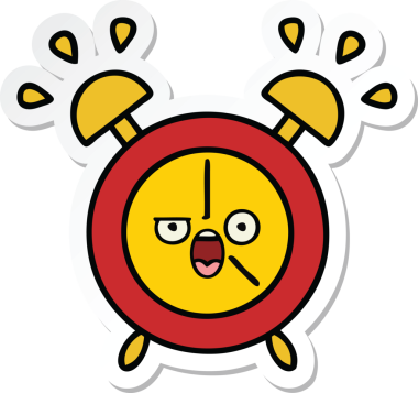 Bir insan tarafından çizilmiş şirin bir çizgi film çalar saatinin çıkartması.