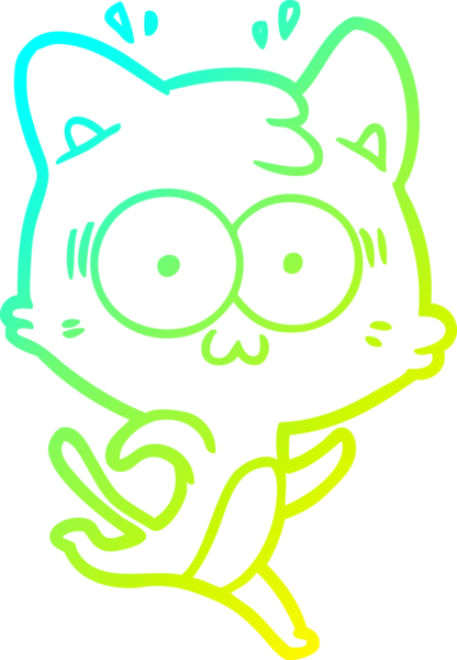 Bir çizgi filmin soğuk gradyan çizimi bir insan tarafından çizilmiş sürpriz bir kedi.