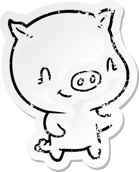 Bir insan tarafından çizilmiş bir domuzun sıkıntılı çıkartması.