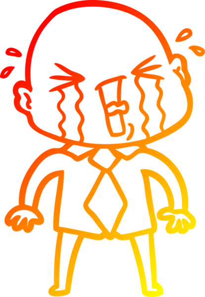 Bir insan tarafından çizilmiş, ağlayan kel bir adamın çizgi çizimi.