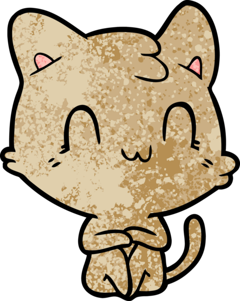 Bir insan tarafından çizilmiş mutlu bir kedi.