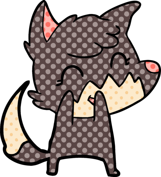 Bir insan tarafından çizilmiş mutlu çizgi film tilkisi.