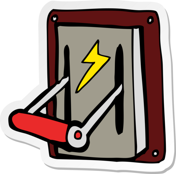 Bir insan tarafından çizilmiş bir karikatür endüstriyel makine çıkartması.