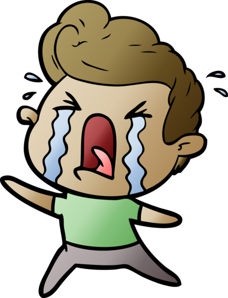 Bir insan tarafından çizilmiş ağlayan bir karikatür.