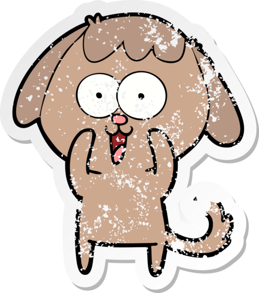 Bir insan tarafından çizilmiş şirin bir köpeğin sıkıntılı çıkartması.