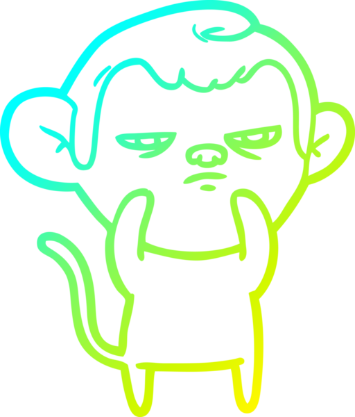 Bir insan tarafından çizilmiş bir çizgi maymun çizimi.