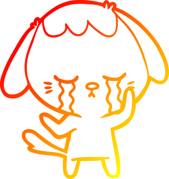 Bir insan tarafından çizilmiş şirin, ağlayan bir köpek yavrusu çizimi