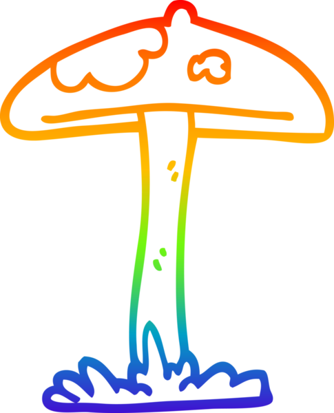 gökkuşağı gradyan çizgi çizimi bir insan tarafından çizilmiş mantar karikatürü