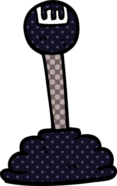 Bir insan tarafından çizilmiş karikatür vites çubuğu.