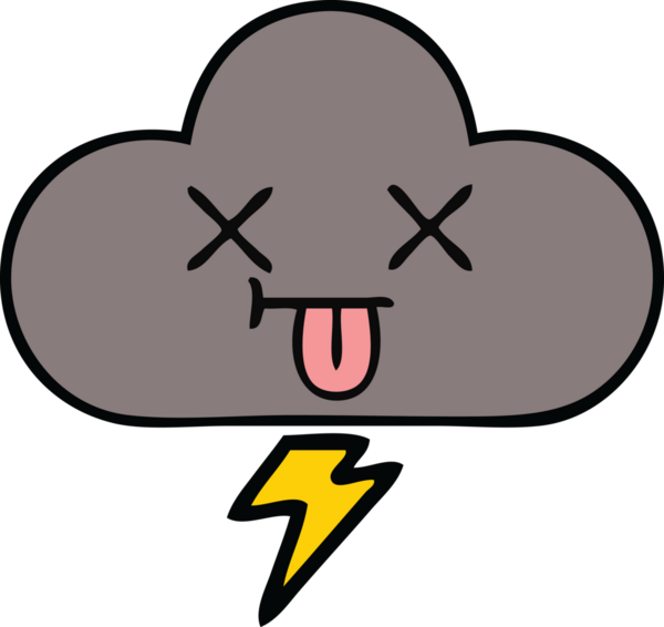 Bir insan tarafından çizilmiş fırtına bulutunun sevimli karikatürü.