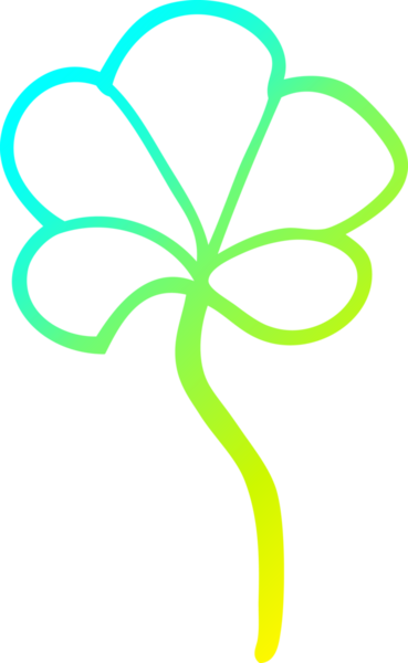 Bir insan tarafından çizilmiş bir çizgi film yaprağının soğuk gradyan çizimi