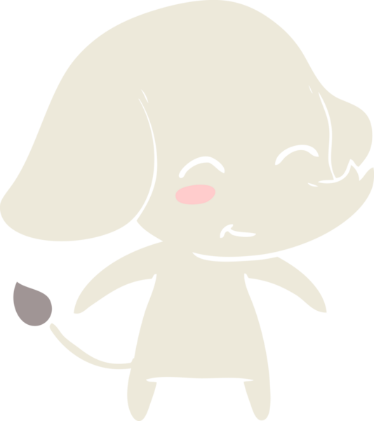 Bir insan tarafından çizilmiş düz renk çizgi film fili.