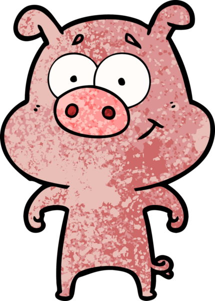 Bir insan tarafından çizilmiş mutlu çizgi film domuzu.