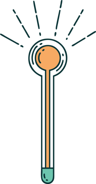 Bir insan tarafından çizilmiş geleneksel bir dövme tarzı cam termometrenin çizimi