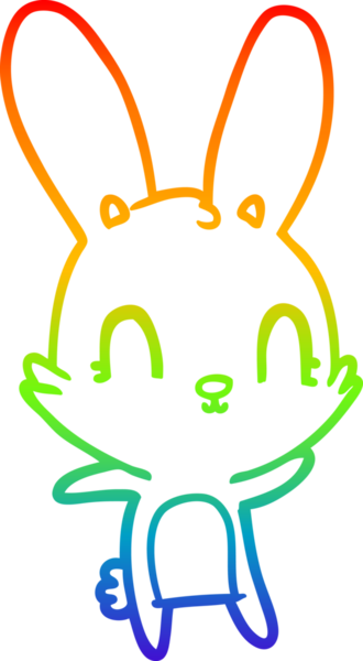 Gökkuşağı gradyan çizgisi. Bir insan tarafından çizilmiş şirin bir tavşan çizimi.