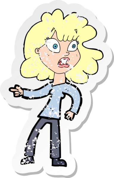 Bir insan tarafından çizilmiş endişeli bir karikatürün gerilimli çıkartması.