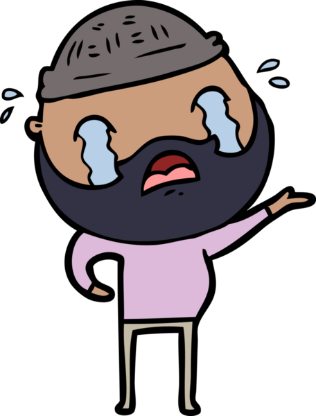 Çizgi film sakallı adam bir insan tarafından çizilmiş ağlıyor.